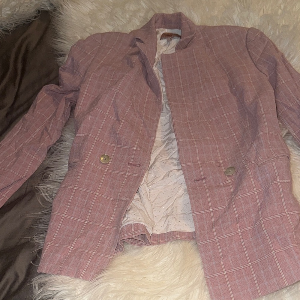 Rebecca Taylor Rose Plaid Double-Breasted Blazer - Picture 3 of 7